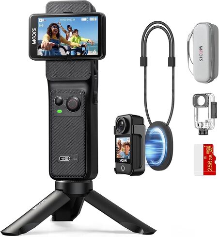 مجموعة كاميرا SJCAM C400 3 في 1، كاميرا محمولة بجيب 256 جيجا بايت 4K، طاقة 7 ساعات، كاميرا عمل تثبيت 6 محاور، شاشة تعمل باللمس 2.29 بوصة، كاميرا جسم مقاومة للماء لمدونة فيديو للسفر، أسود in Kuwait