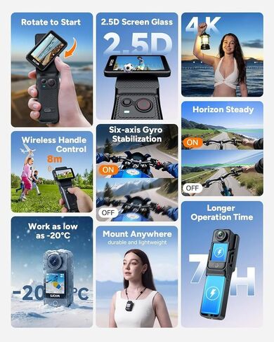 مجموعة كاميرا SJCAM C400 3 في 1، كاميرا محمولة بجيب 256 جيجا بايت 4K، طاقة 7 ساعات، كاميرا عمل تثبيت 6 محاور، شاشة تعمل باللمس 2.29 بوصة، كاميرا جسم مقاومة للماء لمدونة فيديو للسفر، أسود in Kuwait