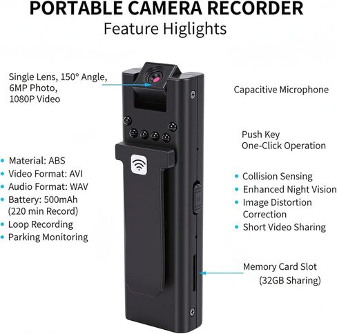 RiToEasysports Night Camera Recorder, 1080P HD Portable Video Recorder with Magnetic Base and Motion Detection for Home Security Outdoor Adventures in Kuwait