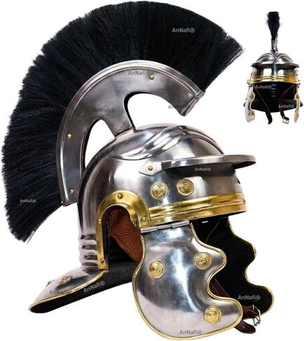 خوذة AnNafi Roman Centurion مع درع بلوم | خوذة معدنية طبق الأصل من العصور الوسطى | زي الجندي المصارع in Saudi Arabia