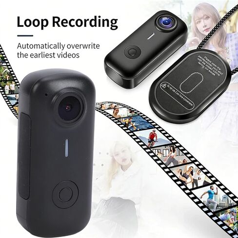 كاميرا LICAEVEY Action، كاميرا فيديو 1080P FHD WiFi مقاومة للماء يمكن ارتداؤها مع حبل مغناطيسي، عدسة زاوية واسعة 120 درجة لمدونات الفيديو ورياضات السفر in Kuwait