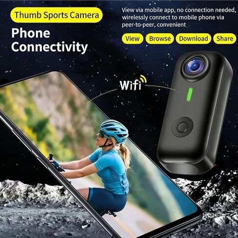 كاميرا LICAEVEY Action، كاميرا فيديو 1080P FHD WiFi مقاومة للماء يمكن ارتداؤها مع حبل مغناطيسي، عدسة زاوية واسعة 120 درجة لمدونات الفيديو ورياضات السفر in Kuwait