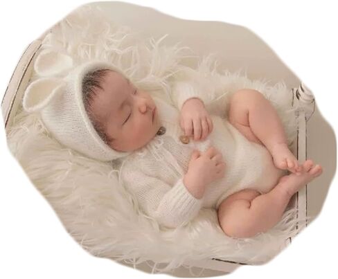 Zeroest Newborn Photo Prop Bunny Outfit Photography Easter Props Baby Photoshoot Infant Boy Girl Crochet Animal Costumes in Saudi Arabia