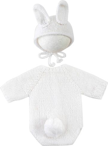 Zeroest Newborn Photo Prop Bunny Outfit Photography Easter Props Baby Photoshoot Infant Boy Girl Crochet Animal Costumes in Saudi Arabia