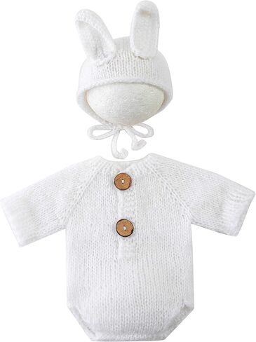 Zeroest Newborn Photo Prop Bunny Outfit Photography Easter Props Baby Photoshoot Infant Boy Girl Crochet Animal Costumes in Saudi Arabia