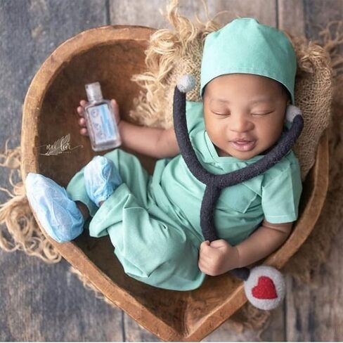 Newborn Doctor Costume Photography Clothes Cos-Play Costume Shirt Hat Pants Photo Props Baby Photo Bodysuit in Kuwait