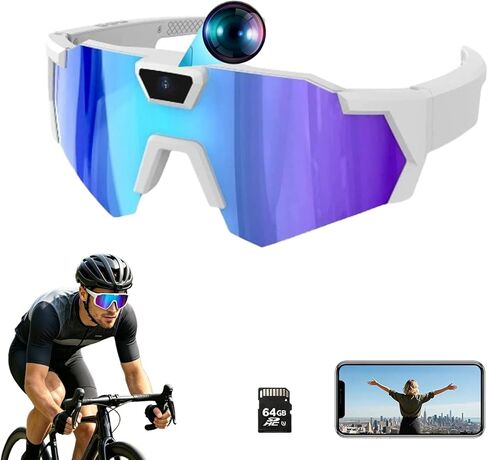 نظارات POV نظارات بيسبول 4K HD مع كاميرا، مع ذاكرة 64 جيجابايت، ترقية نظارات كاميرا الفيديو الذكية للرجال والنساء نظارات شمسية مع كاميرا للرياضة وركوب الدراجات والمشي لمسافات طويلة (A-Style Ice Blue 64GB) in Kuwait