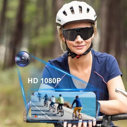 نظارات POV نظارات بيسبول 4K HD مع كاميرا، مع ذاكرة 64 جيجابايت، ترقية نظارات كاميرا الفيديو الذكية للرجال والنساء نظارات شمسية مع كاميرا للرياضة وركوب الدراجات والمشي لمسافات طويلة (A-Style Ice Blue 64GB) in Kuwait