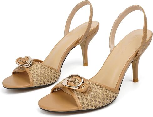 Vertundy Women's Slingback Kitten Heels Low Heel Square Open Toe Sandal Heels Fahion Dressy Women Shoes in Saudi Arabia