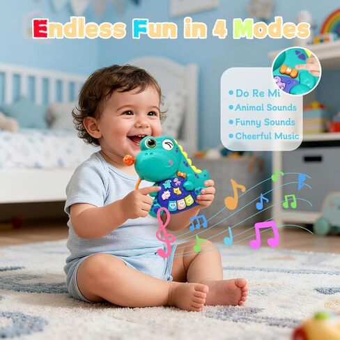 Baby Musical Toys for 1 Year Old Boys and Girls, Piano Keyboard Light Up Musical Toys for Toddlers 1-3 , Early Learning Educational Infant Toys Gifts for 12-18 Months (Dinosaur) in Kuwait