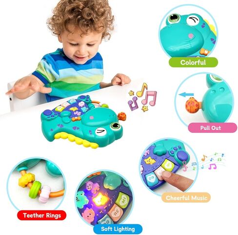 Baby Musical Toys for 1 Year Old Boys and Girls, Piano Keyboard Light Up Musical Toys for Toddlers 1-3 , Early Learning Educational Infant Toys Gifts for 12-18 Months (Dinosaur) in Kuwait