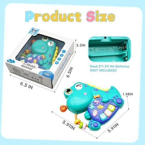 Baby Musical Toys for 1 Year Old Boys and Girls, Piano Keyboard Light Up Musical Toys for Toddlers 1-3 , Early Learning Educational Infant Toys Gifts for 12-18 Months (Dinosaur) in Kuwait
