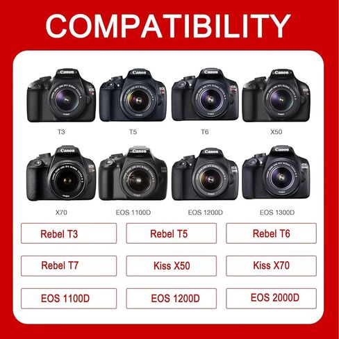 بطارية بديلة LP-E10 لكاميرات Canon LP E10 Canon EOS Rebel T3 T5 T6 T7 T100 Kiss X50 X70 X80 X90 EOS 1100D 1200D 1300D 1500D 2000D 4000D in Kuwait