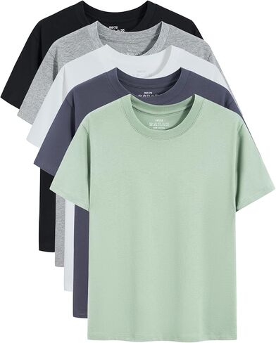 Gihuo 5 Pack Boys Cotton Dorts Short Sleeve Tees Summer Tops Soft Kids Thirts in Saudi Arabia