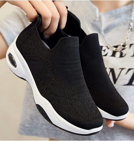 Women's Casual Shoes Breathable Casual Shoes Thick-Soled Mesh Slip on Shoes in Kuwait