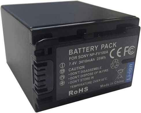 بطارية بديلة NP-FV100A متوافقة مع بطارية كاميرا الفيديو NP-FV30، NP-FV50، NP-FV50A، NP-FV70، NP-FV70A، NP-FV100، NP-FV100A، 7.4 فولت 3410 مللي أمبير في الساعة بقدرة 25 وات في الساعة in Kuwait