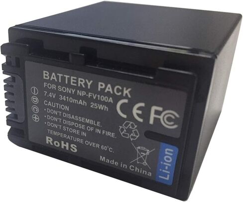 بطارية بديلة NP-FV100A متوافقة مع بطارية كاميرا الفيديو NP-FV30، NP-FV50، NP-FV50A، NP-FV70، NP-FV70A، NP-FV100، NP-FV100A، 7.4 فولت 3410 مللي أمبير في الساعة بقدرة 25 وات في الساعة in Kuwait