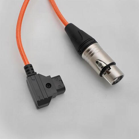 كابل D-Tap to XLR أنثى ذو 4 دبابيس ملفوف بالطاقة بزاوية قائمة لسوني فينيسيا F5/F55، بلاك ماجيك URSA Mini Pro، باناسونيك فاريكام، برتقالي in Kuwait