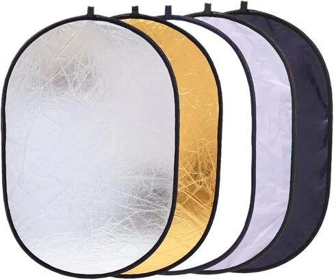 Light Reflector Photography Collapsible 5-in-1 Oval Photography Light Reflector Diffuser Multicolor Multiple Sizes(60x90cm) in Kuwait