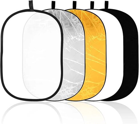 Light Reflector Photography Collapsible 5-in-1 Oval Photography Light Reflector Diffuser Multicolor Multiple Sizes(60x90cm) in Kuwait