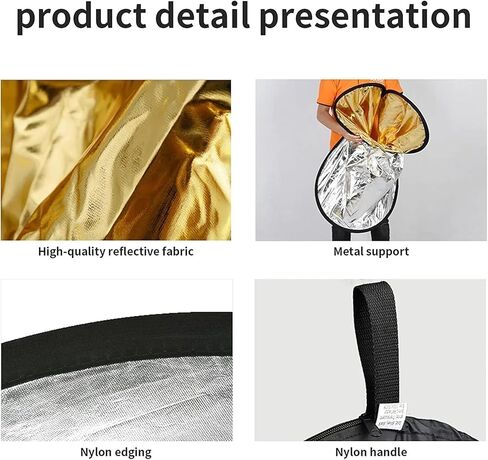 Light Reflector Photography Collapsible 5-in-1 Oval Photography Light Reflector Diffuser Multicolor Multiple Sizes(60x90cm) in Kuwait