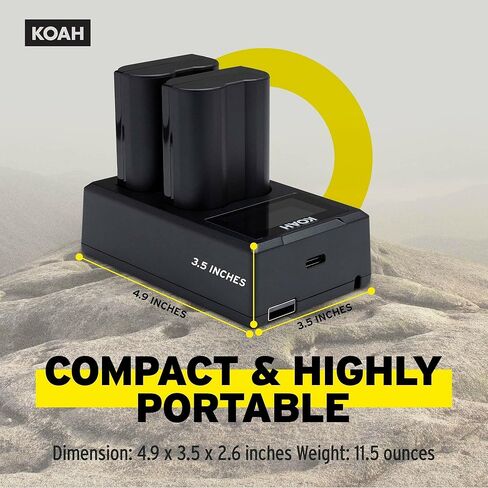 بطاريات بديلة Koah قابلة لإعادة الشحن بقدرة 2250 مللي أمبير في الساعة لكاميرا Nikon EN-EL15c (عبوة من قطعتين) وشاحن LCD مزدوج in Kuwait