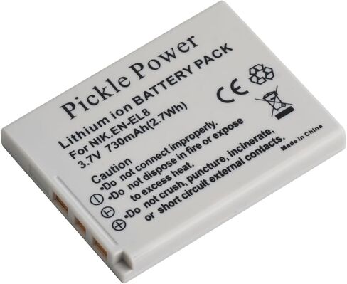 بطارية وشاحن Pickle Power 2-Pack EN-EL8 لنيكون Coolpix P1 P2 S1 S2 S3 S5 S6 S7 S7c S8 S9 S50 S51 S51c S52 S52c، Cool-Station MV-11، MV-12 in Kuwait
