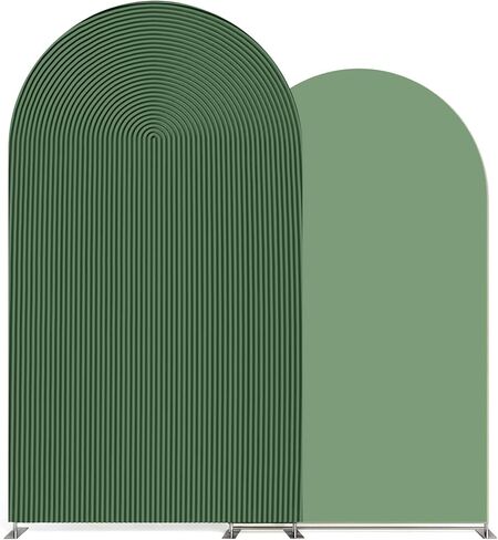 Tegeme 2 Set Wedding Arch Cover, Green Ripple & Solid Color Stretchy Backdrop Cover Spandex Fabric for 7.2 ft & 6.6 ft Round Top Arch Stand Wedding Baby Birthday Party Bridal Shower Banquet Decor in Saudi Arabia
