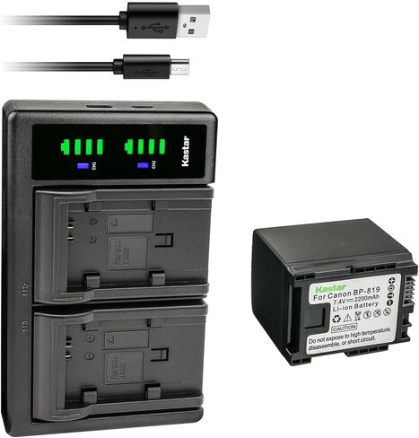 Kastar 2-Pack Battery and LTD2 USB Charger Replacement for Canon VIXIA HF S21 HFS21, VIXIA HF S30 HFS30, VIXIA HF S100 HFS100 Camera, Canon BP-809, BP-819 BP819, BP-827 BP827 Battery in Kuwait