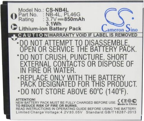 بطارية بديلة XPS متوافقة مع CANON Digital IXUS 100 IS Digital IXUS 110 IS Digital IXUS 120 IS Digital IXUS 130 Digital IXUS 30 Digital IXUS 40 Digital IXUS 50 وغيرها PN NB-4L PL46G in Kuwait
