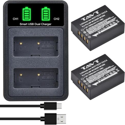 2 Pcs 1500mAh NP-W126 NP-W126s Rechargerable Battery with USB-C Input, for Fujifilm XM5, X100VI, X100V, XS10, XT50, XT30, XT30ii,XT30iii, XT20, XE4, A5 in Kuwait