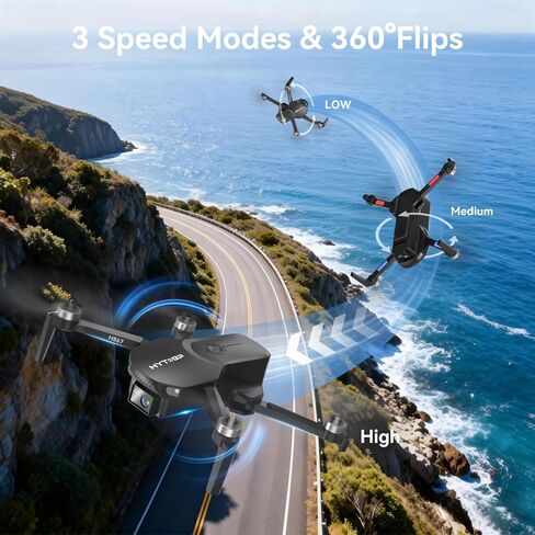 Drone with Camera for Adults 4K, 90° Remote Adjustable Lens Foldable Quadcopter, Brushless Motor, 36 Mins Flight with 2 Batteries, Optical Flow Hover, Easy for Beginners,Under 249g(Black) in Kuwait