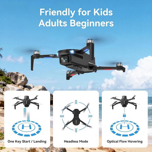 Drone with Camera for Adults 4K, 90° Remote Adjustable Lens Foldable Quadcopter, Brushless Motor, 36 Mins Flight with 2 Batteries, Optical Flow Hover, Easy for Beginners,Under 249g(Black) in Kuwait