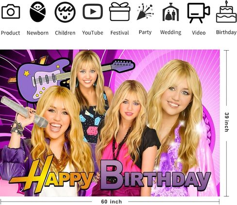 Hannah Montana Birthday Backdrop Party Supplies for Hannah Montana Themed Party Decorations(5x3ft) in Kuwait