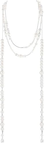 Layered Pearl Choker Necklace for Women Long Pearl Tassel Necklaces Multi Strand Pearl Necklaces Faux Pearl Necklace Wedding Jewelry in Saudi Arabia