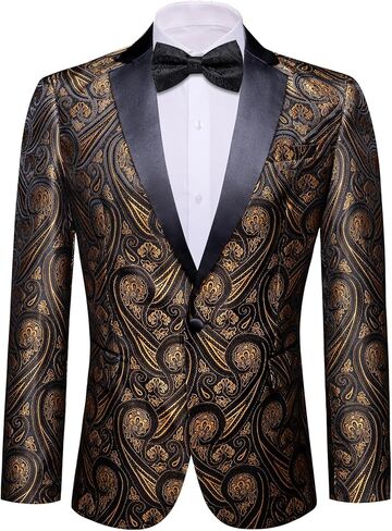 Barry.Wang Mens Flowers Blazer Suit Jacket Floral Jacquard Notched Lapel Tuxedo Casual Sport Coat Disco Prom Wedding Party in Saudi Arabia