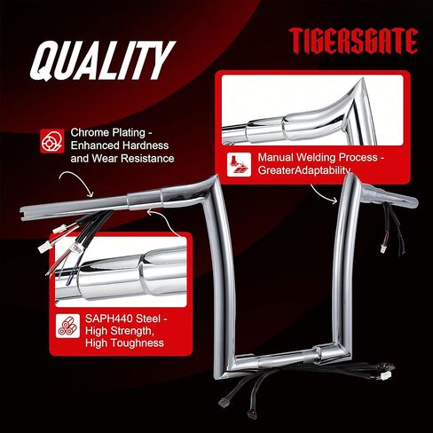 14" Pre-wired Ape Hangers 1 1/2" Fat Softail Mercenary Handlebars & Cable Kit for 2016 and Later Harley Softail & 2016-2017 DYNA low Rider S, Chrome in Saudi Arabia