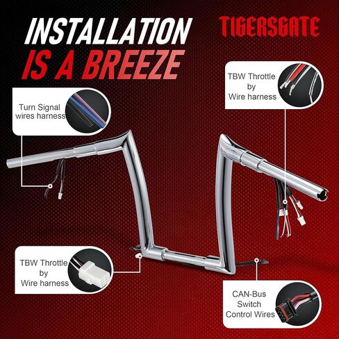 14" Pre-wired Ape Hangers 1 1/2" Fat Softail Mercenary Handlebars & Cable Kit for 2016 and Later Harley Softail & 2016-2017 DYNA low Rider S, Chrome in Saudi Arabia