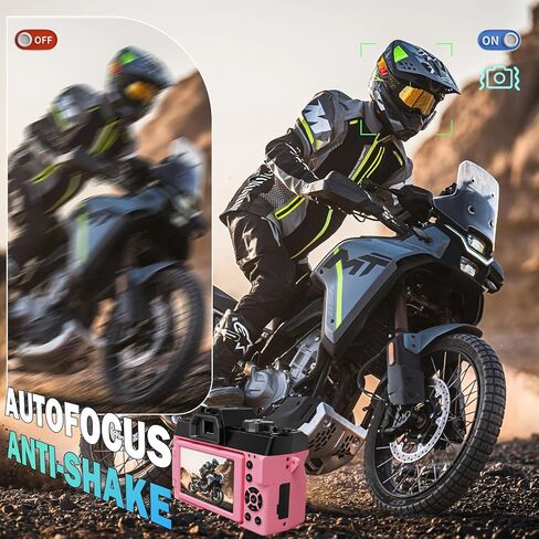 كاميرات رقمية 8K للتصوير الفوتوغرافي بدقة 64 ميجابكسل - تركيز تلقائي للتكبير 16 مرة، واي فاي، شاشة قلاب 180 درجة مع عدسة واسعة الزاوية وماكرو، كاميرا تسجيل فيديو للسفر على اليوتيوب مع بطاقة TF سعة 64 جيجابايت، بطاريتان وميكروفون (وردي) in Kuwait