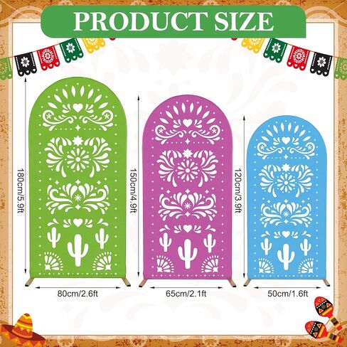 Macarrie 3 قطع 4ft 5ft 6ft غطاء قوس العيد المكسيكي، المكسيك الصبار تالافيرا حفل زفاف بسط مقوس التصوير خلفية الوقوف يغطي المعمودية استحمام الطفل سينكو دي مايو الديكور (غطاء فقط) in Kuwait