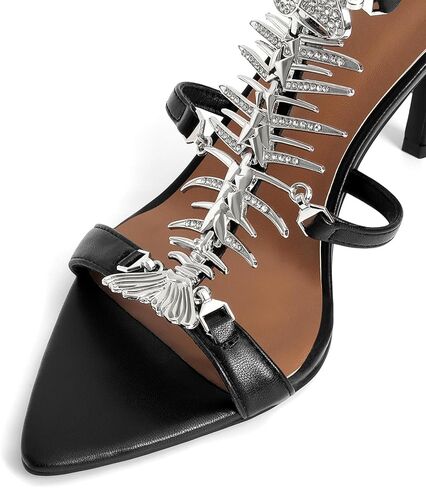Strappy Heels for Women Stiletto High Heeled Sandals Fishbone Rhinestone Pointed Open Toe Sexy Dress Party Wedding Gladiator Heels in Saudi Arabia