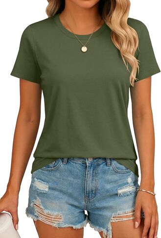SMENG Short Sleeve Shirts for Women UPF 50+ Cotton Crew Neck T Shirt Basic Summer Yoga Running Workout Tops in Saudi Arabia