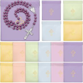Wesnoy Squeeze Rosary Pouch with Gold Cross Imprint Design Beautiful PU Leather Rosary Case in Saudi Arabia