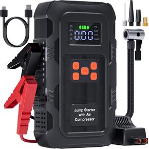5000A Jump Starter with Air Compressor, Portable Car Battery Jump Starter with 150 PSI Tire Inflator for Up to 10.0L Gas and 8.0L Diesel Engines, 12V Jump Box Battery Charger Booster(Orange) in Saudi Arabia