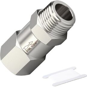 1 قطعة 316L الفولاذ المقاوم للصدأ صمام فحص باتجاه واحد، 1/2 "NPT ذكر x 1/2" NPT ذكر المواضيع ضاغط الهواء صمام الاختيار منع التدفق الخلفي in Kuwait