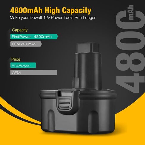 فيرست بور بطارية مطورة 9.6 فولت 3700 مللي امبير في الساعة من ديوالت ان اي سي دي DW9061 DW9062 DW952 DW9.6 فولت متوافقة مع جميع ادوات ديوالت الكهربائية 9.6 فولت in Kuwait