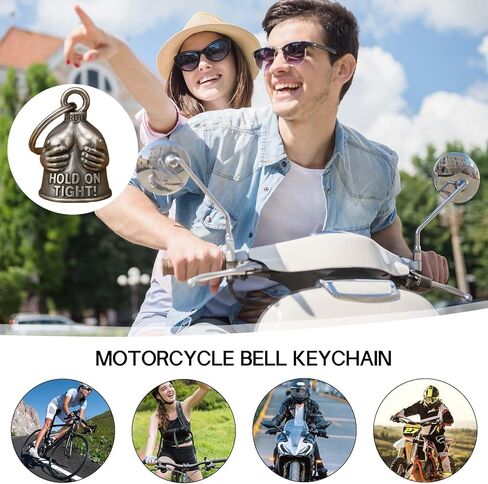 Motorcycle Bell Keychain - Biker Good Luck Charm with Hanger, Metal Accessory for Riding, Car, Men Women Gift in Saudi Arabia