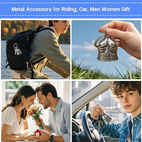 Motorcycle Bell Keychain - Biker Good Luck Charm with Hanger, Metal Accessory for Riding, Car, Men Women Gift in Saudi Arabia