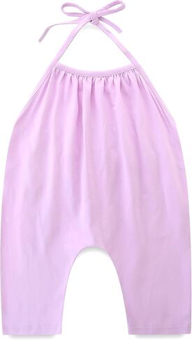 Toddler Girl Clothes Backless Strap Slouch Romper Cute Halter Jumpsuit Pants With Pockets Summer One Piece Outfit in Saudi Arabia