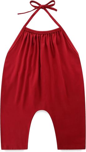 Toddler Girl Clothes Backless Strap Slouch Romper Cute Halter Jumpsuit Pants With Pockets Summer One Piece Outfit in Saudi Arabia